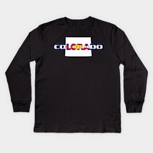 Colorado Colored State Letters Kids Long Sleeve T-Shirt